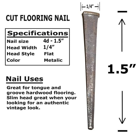 1.5" - 4d Cut Flooring Nails - Antique Historic Reproduction Nails 50