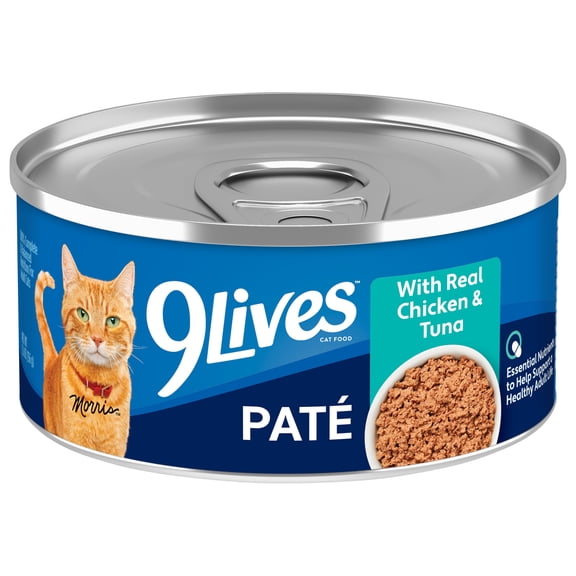 9Lives Pat Wet Cat Food with Real Chicken and Tuna, 5.5 oz. Can