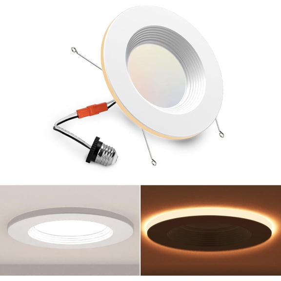 1 5/6 Inch Can Lights with Night Light, 5CCT Recessed Lighting Selectable 2700K-6000K Dimmable, 12W=75W, 1200LM Downlight with Smooth Trim - ETL and Energy