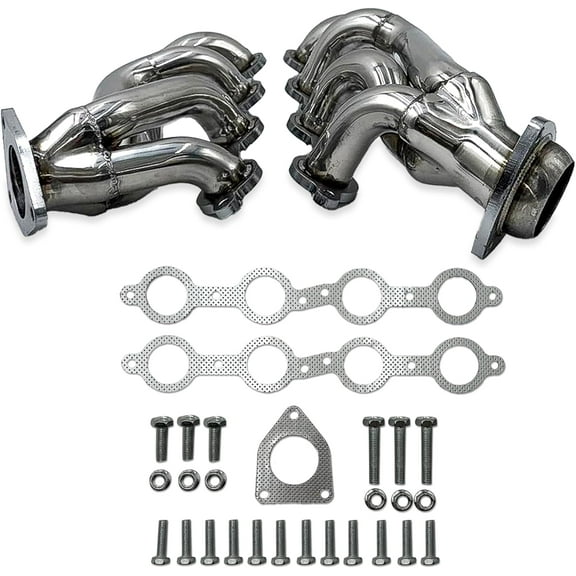 1-5/8" Exhaust Header for 2002-2016 Chevy Silverado, Sierra, Suburban, Tahoe, Yukon, Escalade 4.8L 5.3L 6.0L 6.2L V8, Premium 304 Stainless Steel