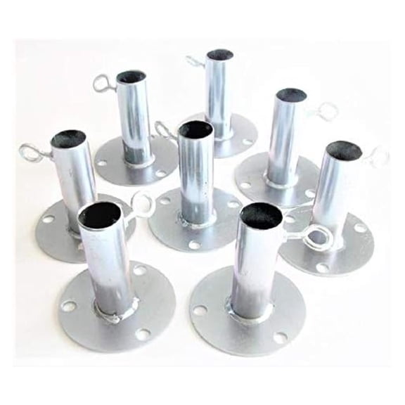 1 5/8" Foot Pad Canopy Fittings - 8pc Galvanized Steel Ground Plate for 1 5/8" Chain Link Fence Post, Umbrella Stand, Flag Pole Base