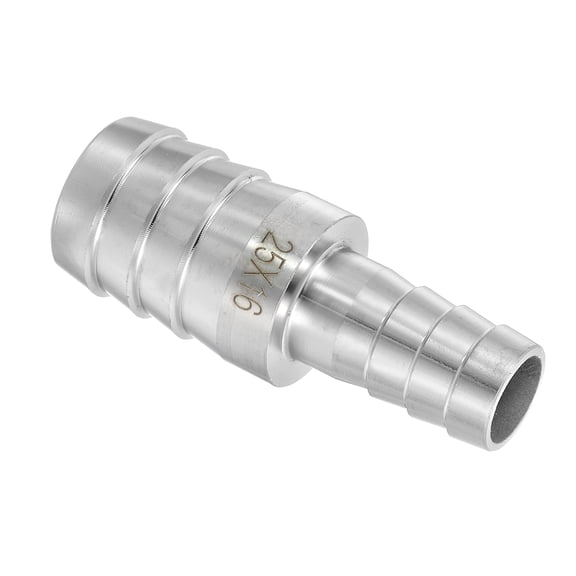 1" to 5/8" Hose Barb Reducer Pipe Fitting, 304 Stainless Steel Hose Pipe Fitting Sanitary Adapter for Vacuum Systems, Industrial Pipe Connections, Silver