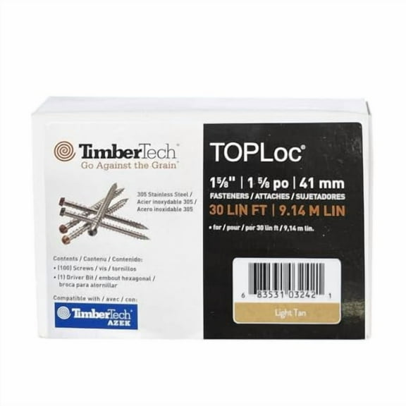 1-5/8? TimberTech TOPLoc Stainless Steel Screws  Light Tan (30 ln/ft), Inches