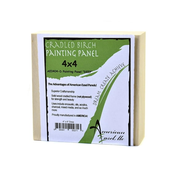 1 5/8 in. Cradled Wood Painting Panels 4 in. x 4 in., clear gesso (pack of 6)