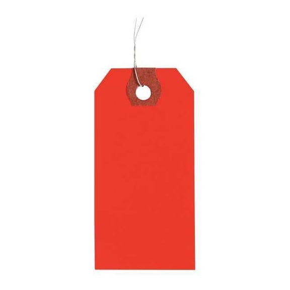 1-5/8" x 3-1/4" Fluorescent Red Paper Wire Tag, Pk1000 1GYY9