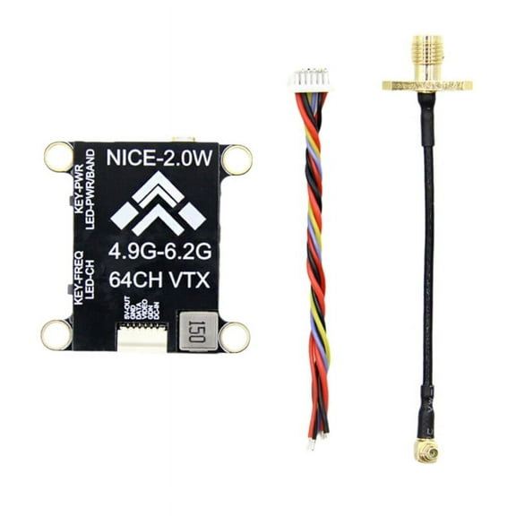 1 * 5.8G 2W VTX with SMA Inner Needle Antenna 2000mW 64CH FPV Video Transmitter kit-Black