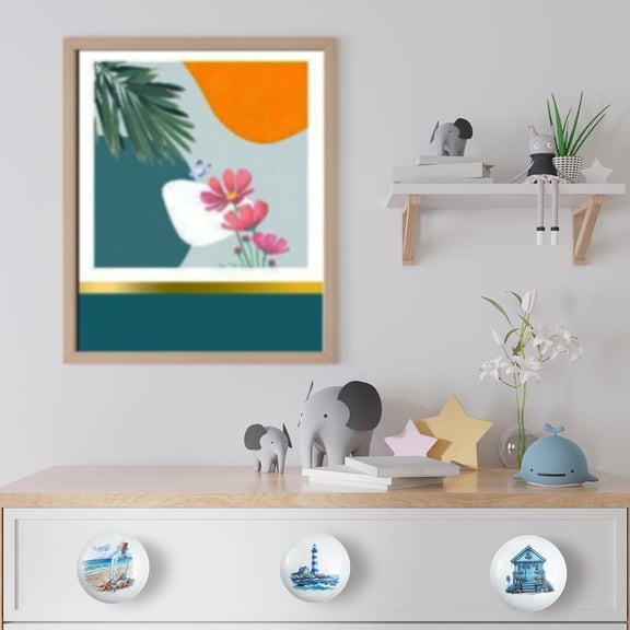 1.5" 8Pack Coastal Cabinet Handles Blue Nautical Sea Starfish Animals Theme Ceramics Nursery Kids Door Decor Drawer Pulls and Knobs$$Tools & Hardware Other