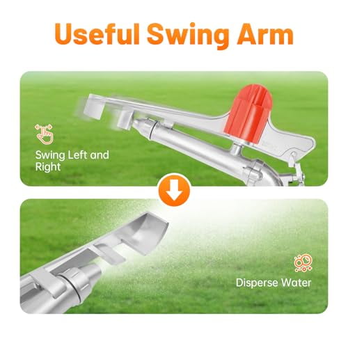 1.5 Agriculture Farm Irrigation Sprinkler 360 Adjustable Impact Area Lawn Sprinkler Irrigation Spray Gun, Silver, Red