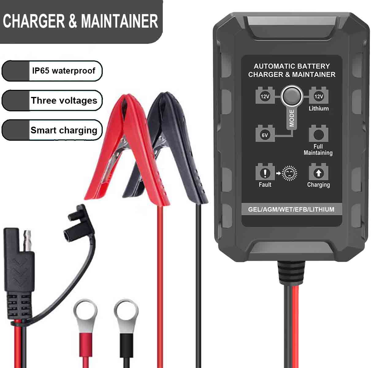 1.5 Amp Automatic Smart Charger 6V 12V 14V Car and Motorcycle Portable Battery Charger Battery Maintainer