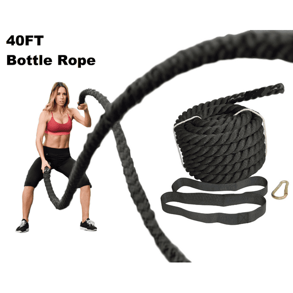 1.5" Battle Rope 40Ft Extreme Performance Exercise Cross Training Fitness BLACK.