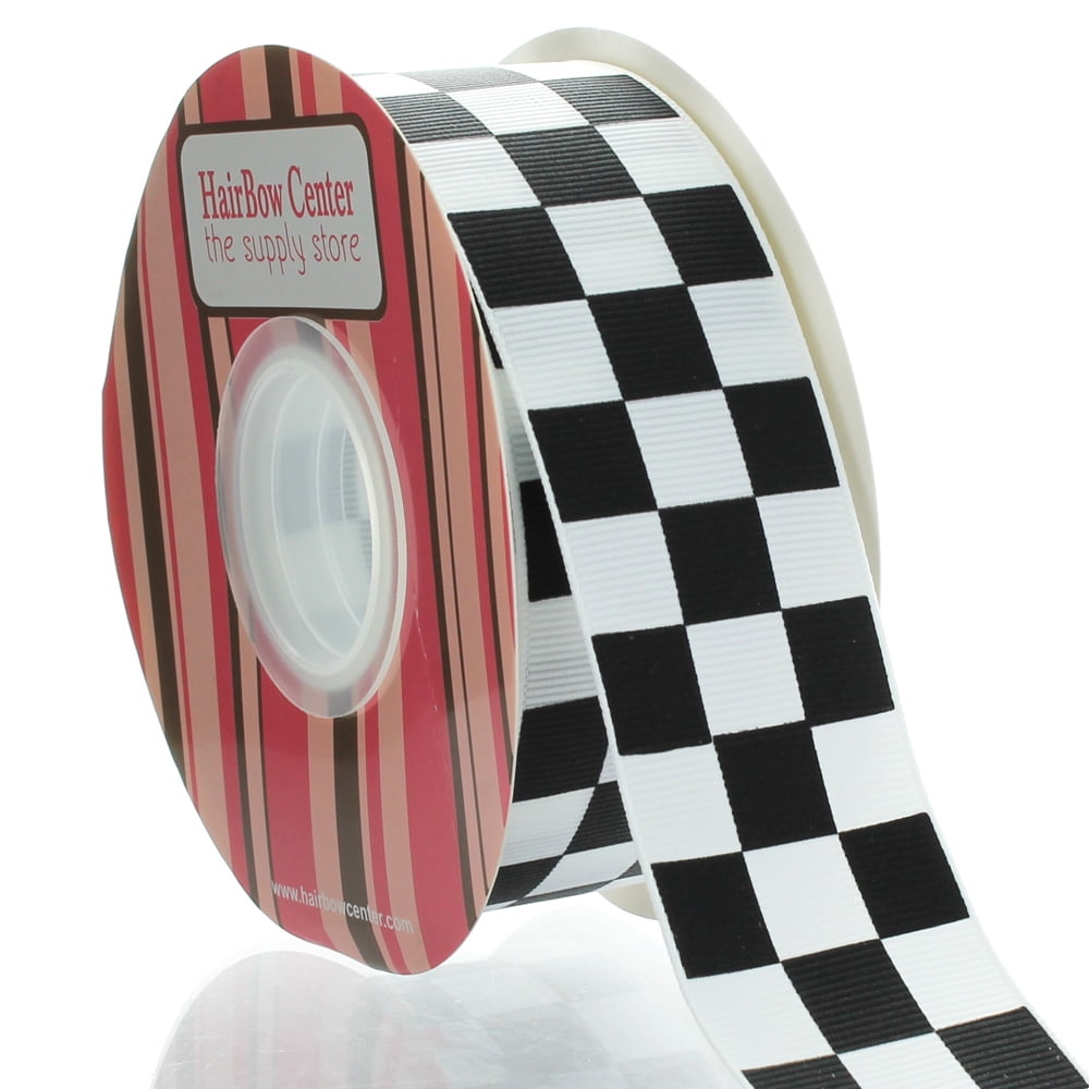 1.5" Black Racing Checkered Grosgrain Ribbon 100 Yard