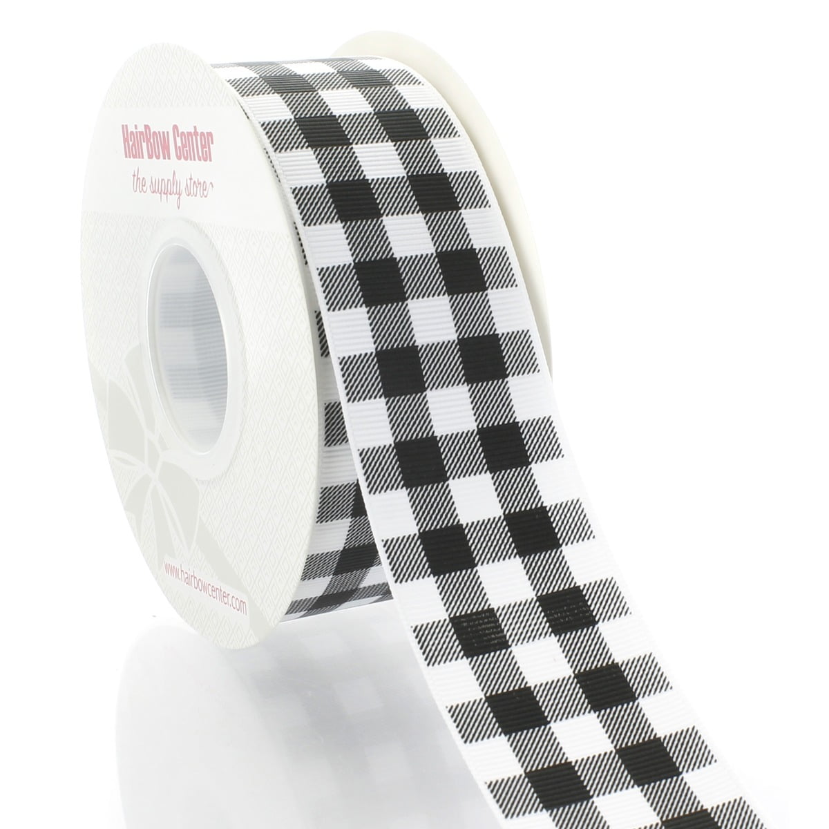 1.5" Black/White Buffalo Plaid Grosgrain Ribbon 25 Yard