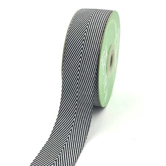 1.5 Black & White Chevron Ribbon, 75 Feet Bulk Ribbon Roll
