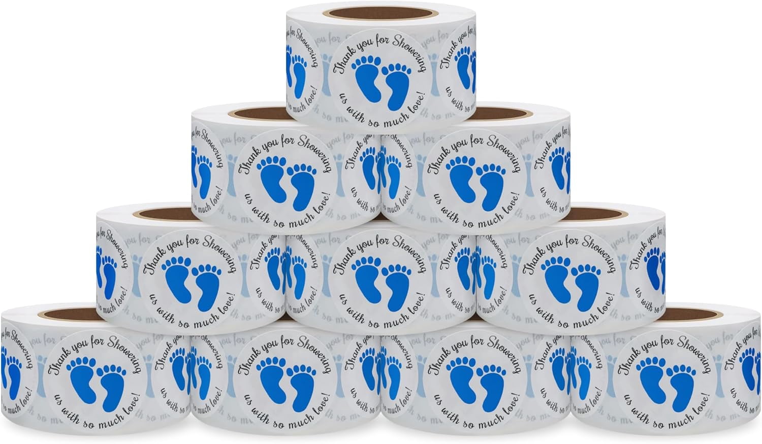 80 Pcs Blue Footprint Baby Shower Thank You Stickers – Cute Boy Theme Labels For Gift Wrap & Favors