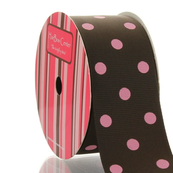 1.5" Brown/Pink Dot Grosgrain Ribbon 10 Yard