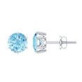 thumbnail image 1 of 1.6 CT Aquamarine Solitaire Stud Earrings for Women (Round Shape Aquamarine), 925 Sterling Silver, 1 of 7