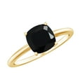 thumbnail image 1 of Rosec Jewels 1.5 CT Black Onyx Gold Solitaire Ring, December Birthstone Ring (7 MM Cushion Cut Black Onyx), 14K Yellow Gold, US 8.50, 1 of 9