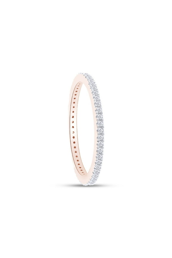1/5 CT Brilliant Round Cut Natural White Diamond Stackable Eternity Engagement Anniversary Band Ring For Womens In 10K Solid Rose Gold (0.20 Cttw) -8