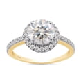 thumbnail image 1 of 1.5 CT Center Halo Lab Created Moissanite Diamond Engagement Wedding Ring for Women in 14k Yellow Gold Plated Sterling Silver (2 Cttw, Color- D, Clarity- VVS1) Ring Size-5, 1 of 3