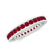 Rosec Jewels 1.5 CT Channel Set Lab Created Ruby Eternity Band for Women, 925 Sterling Silver, US 4.00
