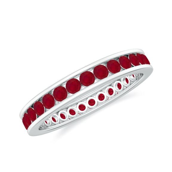 Rosec Jewels Channel Set Lab Grown Ruby Eternity Ring for Women - AAAA Quality Certified - Ready to Gift, 925 Sterling Silver, US 4.00