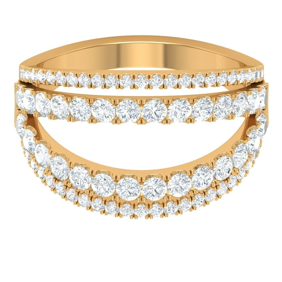 Rosec Jewels Designer Cubic Zirconia Split Shank Ring for Women - Cocktail Ring - AAAA Quality Certified - With Jewelry Box, 18K Yellow Gold, US 3.00