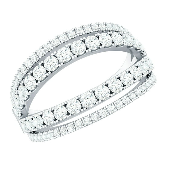 Rosec Jewels Designer Cubic Zirconia Split Shank Ring for Women - Cocktail Ring - AAAA Quality Certified - With Jewelry Box, 925 Sterling Silver, US 4.00