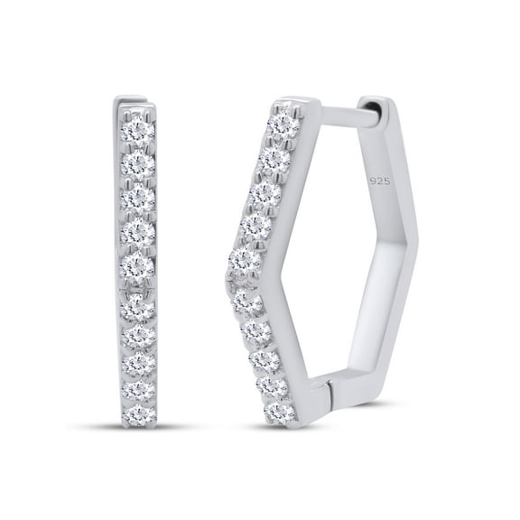 1/5 CT Lab Created Moissanite Diamond Huggie Hoop Earrings For Women 14K White Gold Plated 925 Sterling Silver Hypoallergenic(VVS1 Clarity,0.20 Ct)