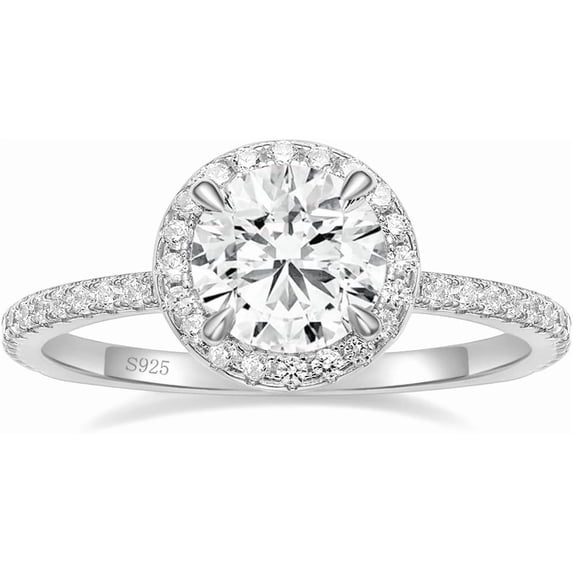 1.5 CT Moissanite Engagement Rings for Women VVS1 Clarity 925 Silver 14K White Gold Plated