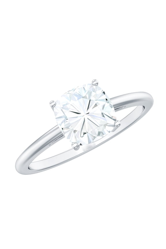 Certified Moissanite Cushion Cut Engagement Ring - 8 mm - 3 Ct Moissanite Ring - D-VS1 Quality Certified, 14K White Gold, US 7.00