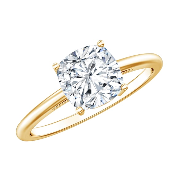 Rosec Jewels Certified Moissanite Cushion Cut Engagement Ring - 8 mm - 3 Ct Moissanite Ring - D-VS1 Quality Certified, 18K Yellow Gold, US 9.50
