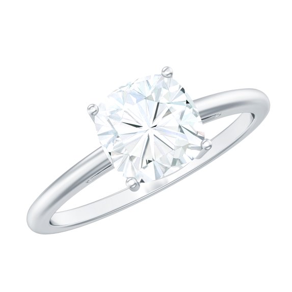 Rosec Jewels Certified Moissanite Cushion Cut Engagement Ring - 8 mm - 3 Ct Moissanite Ring - D-VS1 Quality Certified, 925 Sterling Silver, US 11.00