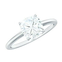 Rosec Jewels Certified Moissanite Cushion Cut Engagement Ring - 8 mm - 3 Ct Moissanite Ring - D-VS1 Quality Certified, 925 Sterling Silver, US 4.00