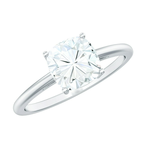 Rosec Jewels Certified Moissanite Cushion Cut Engagement Ring - 8 mm - 3 Ct Moissanite Ring - D-VS1 Quality Certified, 925 Sterling Silver, US 6.00