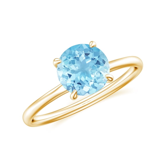 1.5 CT Natural Aquamarine Solitaire Ring for Women in Sterling Silver / Yellow Gold Plated| March Birthstone, Birthday, Engagement, Wedding Jewelry Gift Ring Size 5