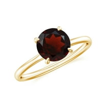 1.5 CT Natural Garnet Solitaire Ring for Women in Sterling Silver / Yellow Gold Plated| January Birthstone, Birthday, Engagement, Wedding Jewelry Gift Ring Size 5