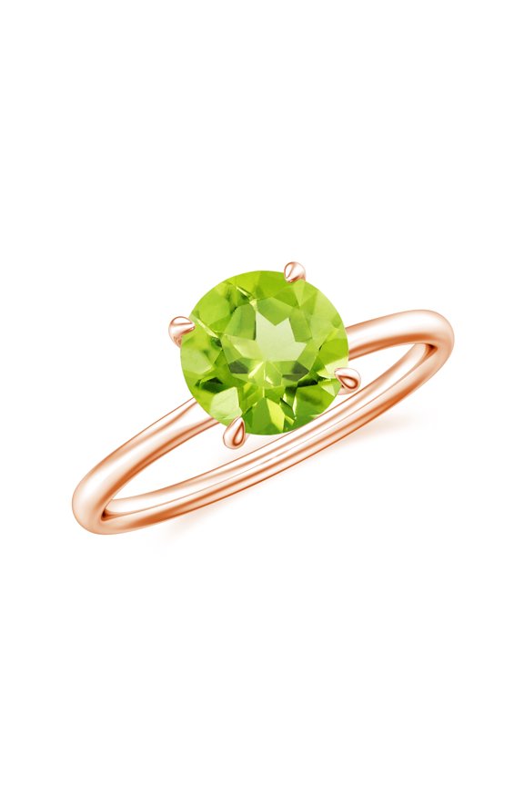 1.5 CT Natural Peridot Solitaire Ring for Women in Sterling Silver / Rose Gold Plated| August Birthstone, Birthday, Engagement, Wedding Jewelry Gift Ring Size 9