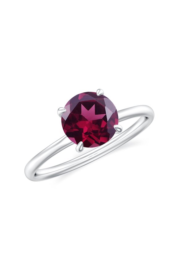 1.5 CT Natural Rhodolite Solitaire Ring for Women in Sterling Silver / White Gold Plated| June Birthstone, Birthday, Engagement, Wedding Jewelry Gift Ring Size 8