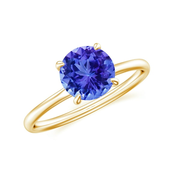 1.5 CT Natural Tanzanite Solitaire Ring for Women in Sterling Silver / Yellow Gold Plated| December Birthstone, Birthday, Engagement, Wedding Jewelry Gift Ring Size 5