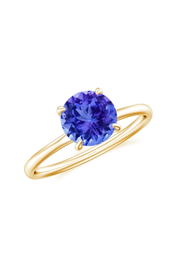 1.5 CT Natural Tanzanite Solitaire Ring for Women in Sterling Silver / Yellow Gold Plated| December Birthstone, Birthday, Engagement, Wedding Jewelry Gift Ring Size 5