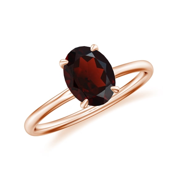 1.5 CT Oval Shaped Garnet Solitaire Ring for Women in Sterling Silver / Rose Gold Plated| 8x6mm January Birthstone, Birthday, Engagement, Wedding Jewelry Gift Ring Size 5