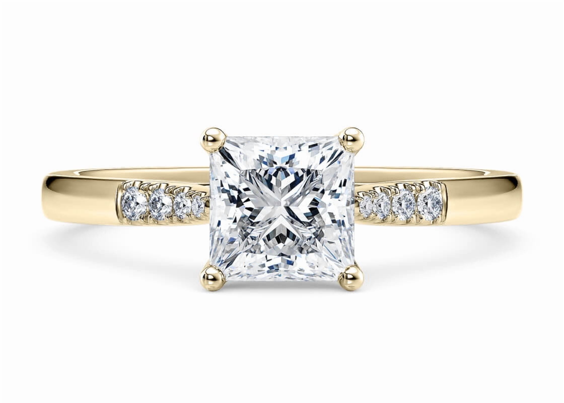 1.5 CT Princess Cut Lab Grown Diamond Engagement Ring for Women in 10K Yellow Gold