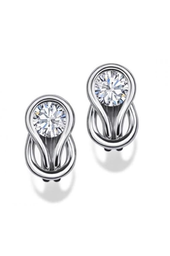 1.5 CT Round Bezel Set White Gold Diamond Stud Earring