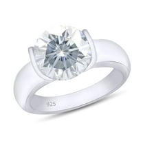 1.5 CT Round Cut Lab Created Moissanite Diamond Solitaire Engagement Ring In 14K White Gold Plated 925 Sterling Silver (Color: G-H, Clarity: VVS1, 1.50 Cttw) -4
