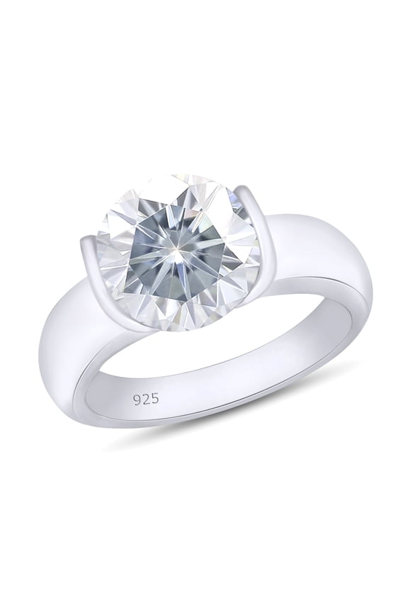 1.5 CT Round Cut Lab Created Moissanite Diamond Solitaire Engagement Ring In 14K White Gold Plated 925 Sterling Silver (Color: G-H, Clarity: VVS1, 1.50 Cttw) -4