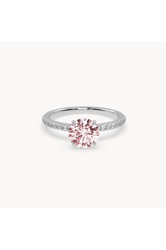 1.5 CT Vivid Pink Round Cut Solitaire Lab Grown Diamond Engagement Ring for Women 925 Sterling Silver