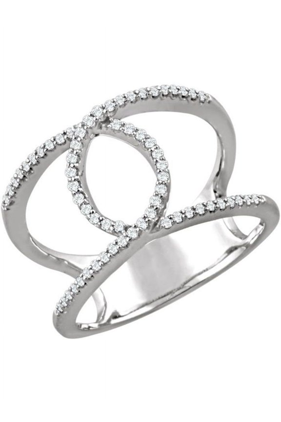 1/5 CTW Diamond Interlocking Loop Ring in 14k White Gold