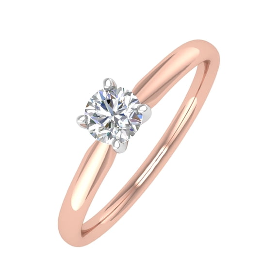 1/5 Carat 4-Prong Set Diamond Solitaire Engagement Ring Band in 10K Rose Gold (Ring Size 8.5)