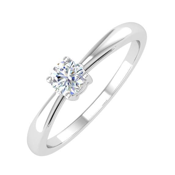1/5 Carat 4-Prong Set Diamond Solitaire Engagement Ring Band in 10K White Gold - IGI Certified (Ring Size 5.25)