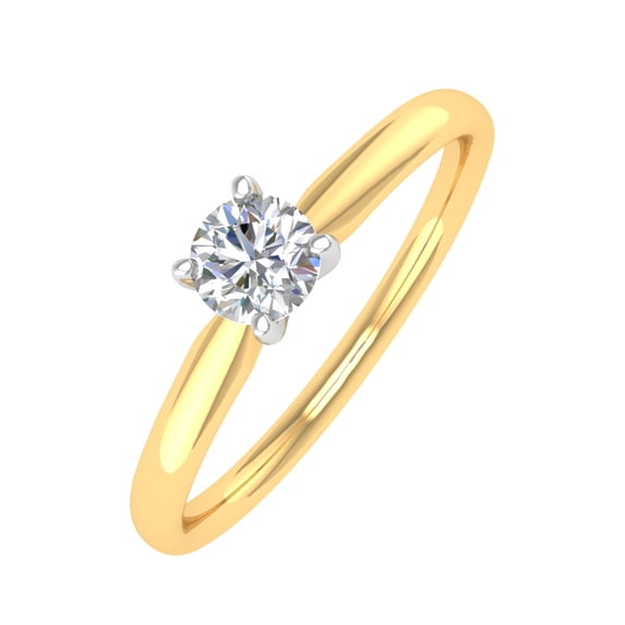 1/5 Carat 4-Prong Set Diamond Solitaire Engagement Ring Band in 10K Yellow Gold (Ring Size 8.5)